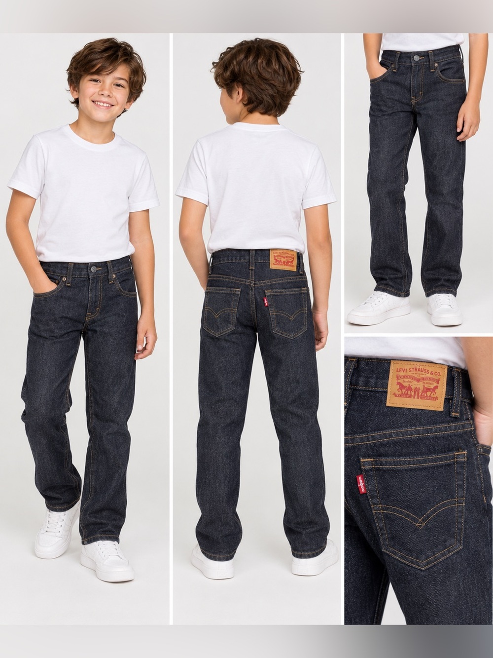 Levi’s 505 Regular Fit Boys Jeans Size 8 Slim 22x22 3D Black NWT